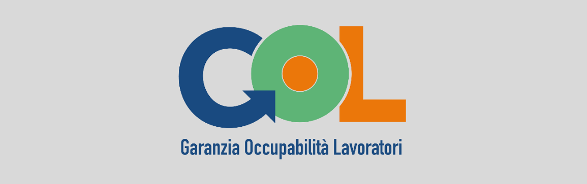 sfondo grigio e scritta in GOL blu verde e azzurro