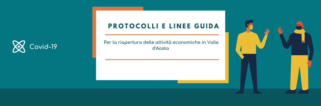Protocolli e linee guida per la riapertura delle attività economiche in Valle d'Aosta - sfondo blu verde