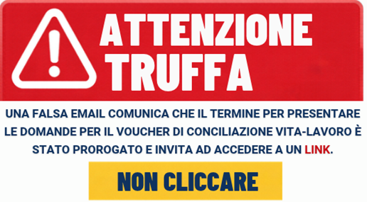 Allerta phishing – Falsa e-mail sui voucher di conciliazione vita-lavoro
