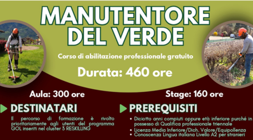 Percorsi di aggiornamento professionale upskilling: manutentore del verde