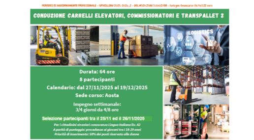 Percorsi di aggiornamento professionale upskilling - Conduzione carrelli elevatori, commissionatori e transpallet 2